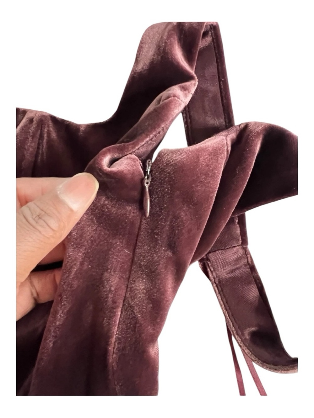 ZARA Velvet Corset Mini Dress Maroon Burgundy Bubble Hem Size S - Picture 5 of 9